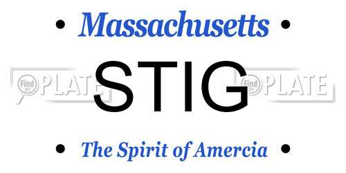 STIG Massachusetts License Plate