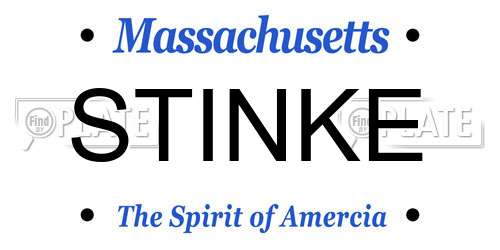 STINKE Massachusetts License Plate