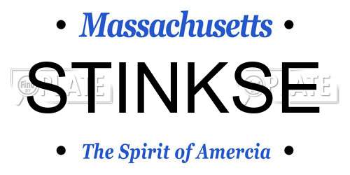 STINKSE Massachusetts License Plate