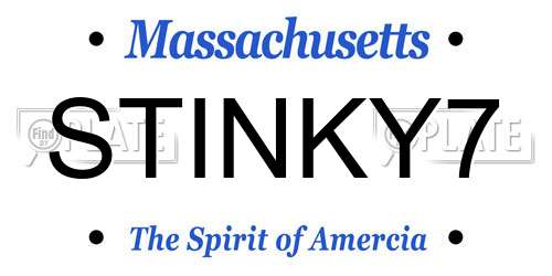 STINKY7 Massachusetts License Plate