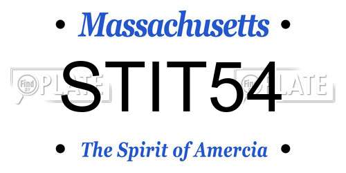 STIT54 Massachusetts License Plate