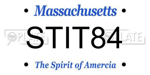 STIT84 Massachusetts License Plate