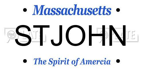 STJOHN Massachusetts License Plate