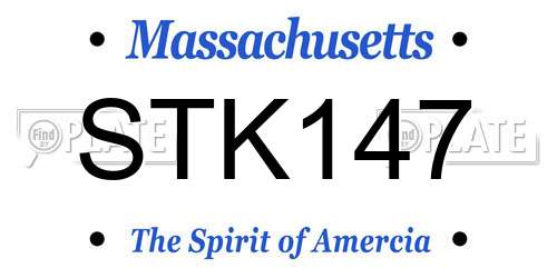 STK147 Massachusetts License Plate