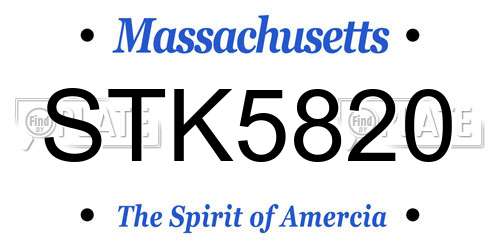 STK5820 Massachusetts License Plate