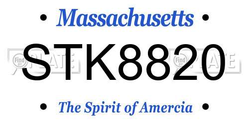 STK8820 Massachusetts License Plate