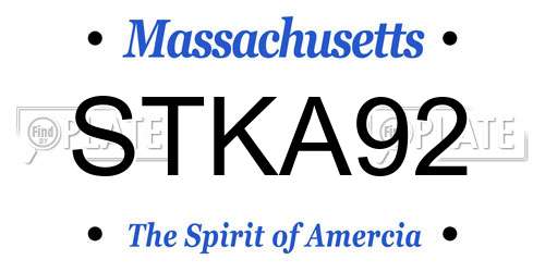 STKA92 Massachusetts License Plate