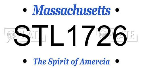 STL1726 Massachusetts License Plate