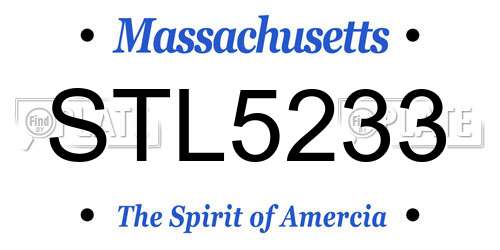 STL5233 Massachusetts License Plate