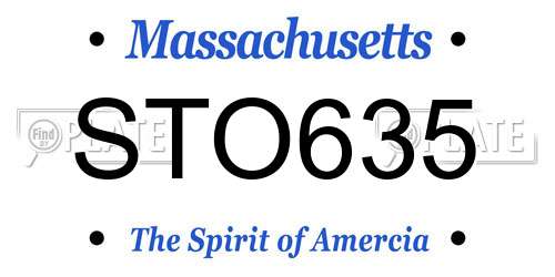 STO635 Massachusetts License Plate