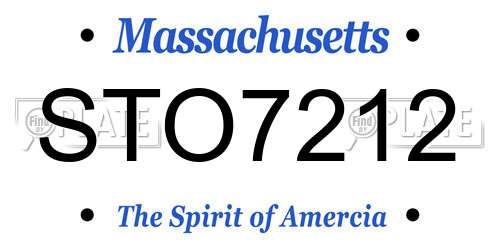 STO7212 Massachusetts License Plate