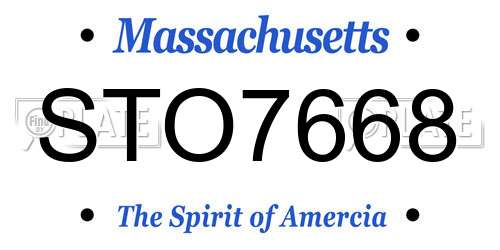 STO7668 Massachusetts License Plate