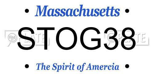 STOG38 Massachusetts License Plate