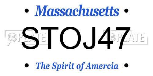 STOJ47 Massachusetts License Plate
