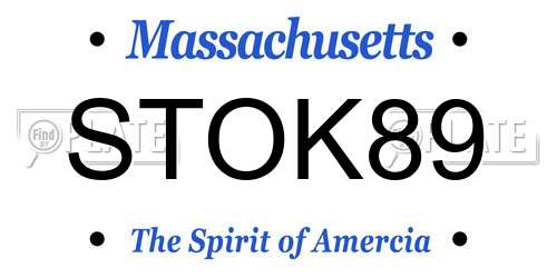 STOK89 Massachusetts License Plate