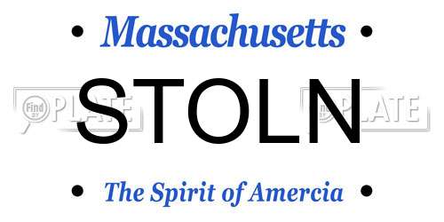 STOLN Massachusetts License Plate