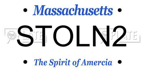 STOLN2 Massachusetts License Plate