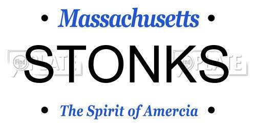 STONKS Massachusetts License Plate