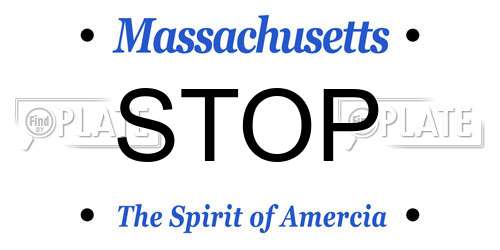 STOP Massachusetts License Plate