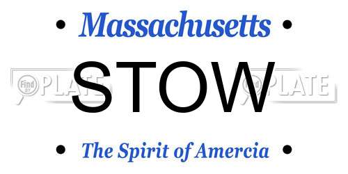 STOW Massachusetts License Plate