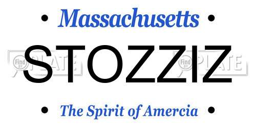 STOZZIZ Massachusetts License Plate