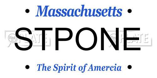 STPONE Massachusetts License Plate