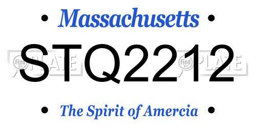 STQ2212 Massachusetts License Plate