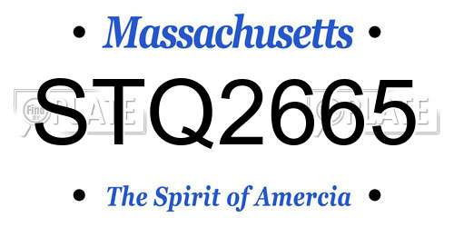 STQ2665 Massachusetts License Plate