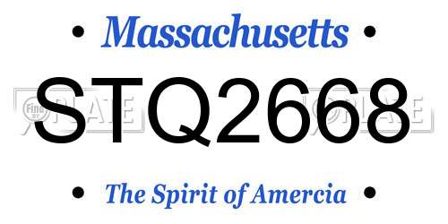 STQ2668 Massachusetts License Plate
