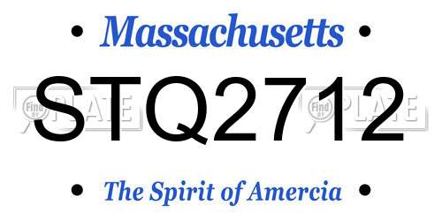STQ2712 Massachusetts License Plate