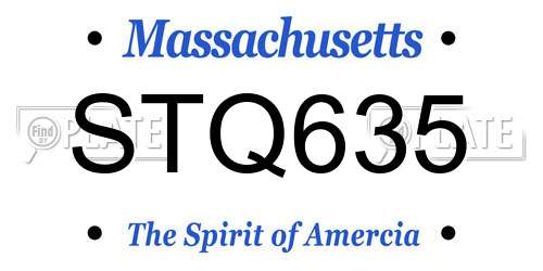 STQ635 Massachusetts License Plate