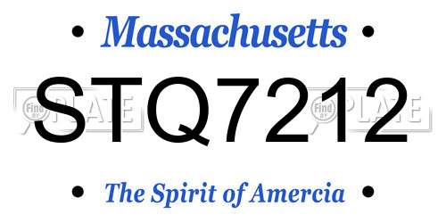 STQ7212 Massachusetts License Plate