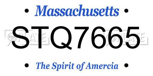STQ7665 Massachusetts License Plate