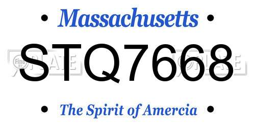 STQ7668 Massachusetts License Plate