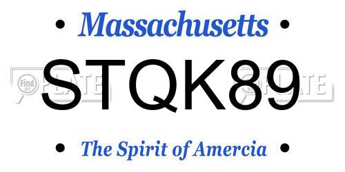 STQK89 Massachusetts License Plate