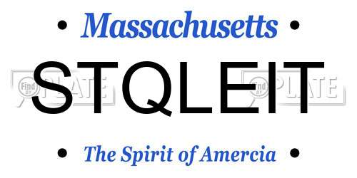 STQLEIT Massachusetts License Plate