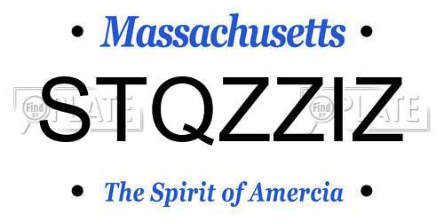 STQZZIZ Massachusetts License Plate