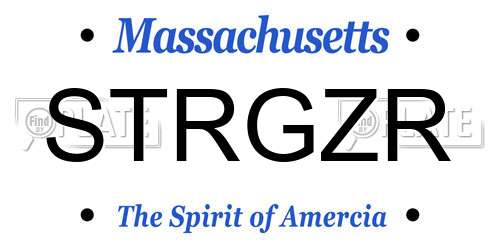 STRGZR Massachusetts License Plate