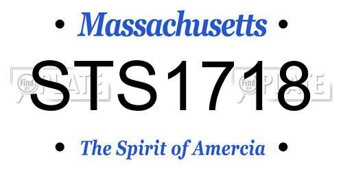 STS1718 Massachusetts License Plate