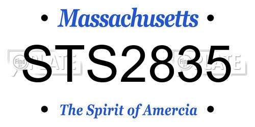 STS2835 Massachusetts License Plate