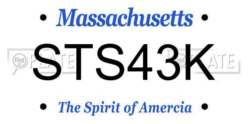 STS43K Massachusetts License Plate