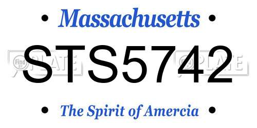 STS5742 Massachusetts License Plate