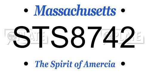 STS8742 Massachusetts License Plate
