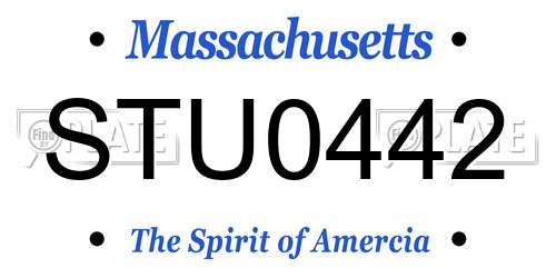 STU0442 Massachusetts License Plate