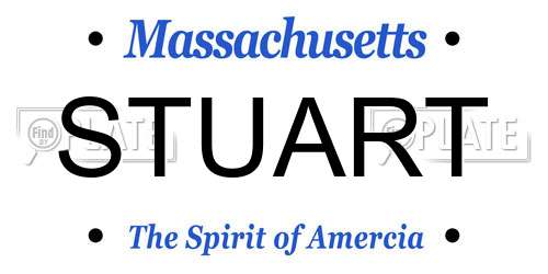 STUART Massachusetts License Plate