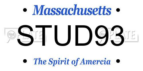 STUD93 Massachusetts License Plate
