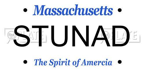 STUNAD Massachusetts License Plate