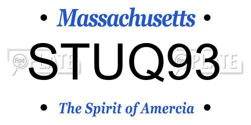 STUQ93 Massachusetts License Plate