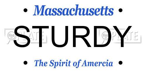 STURDY Massachusetts License Plate