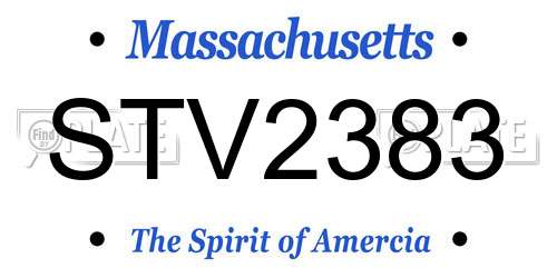 STV2383 Massachusetts License Plate